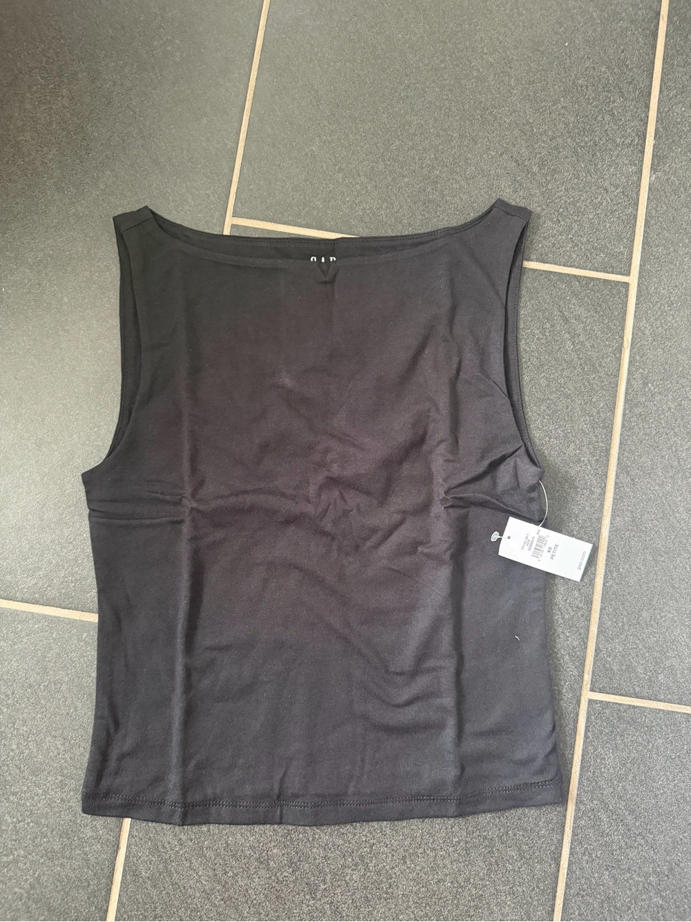 Gap CloseKnit Jersey Boatneck Crop Tank Top black size xs-petite nwt